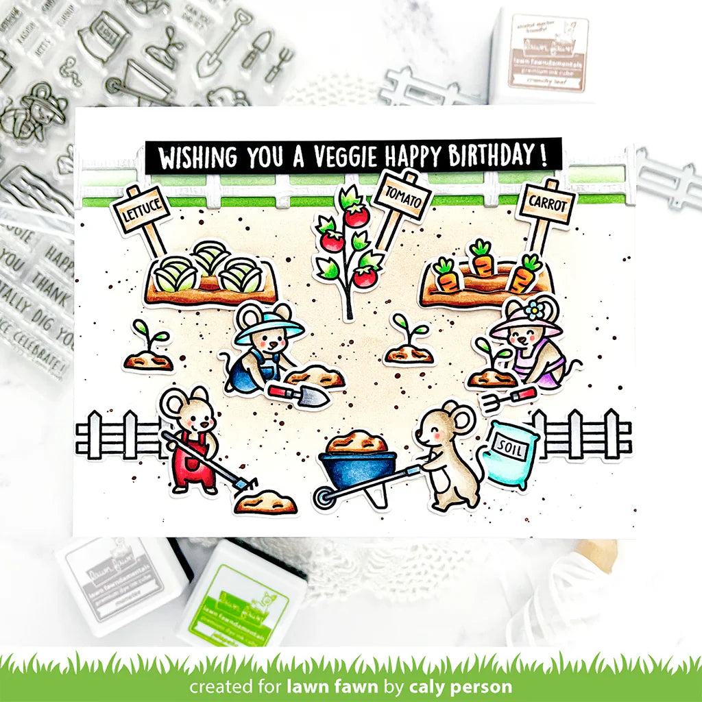 Veggie happy Stamps and Dies Bundle by Lawn Fawn